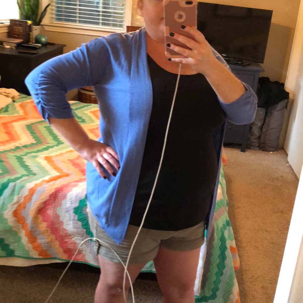 Open front 3/4 sleeve sweater